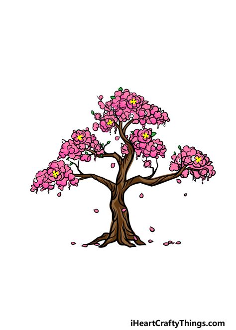 Cherry Blossom Tree Drawing - How To Draw A Cherry Blossom Tree Step By ...