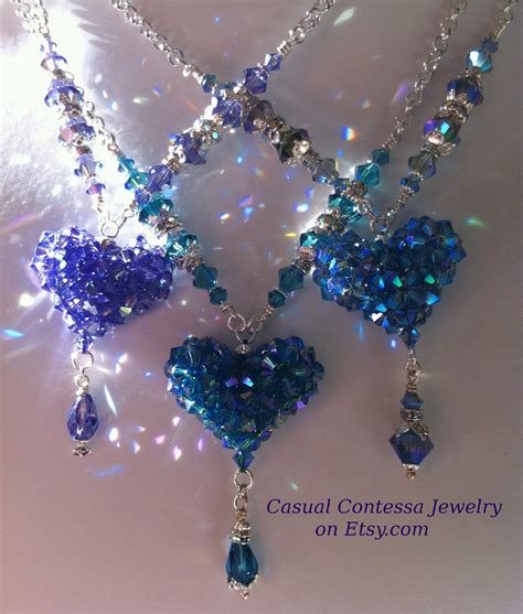 Puffy hearts ~ Swarovski crystal bicone beads ~ Sparkle galore ...