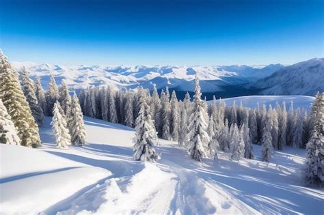 Premium Photo | A snowy mountain landscape with a snowy mountain in the ...