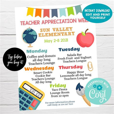 Teacher Appreciation Week 2024 Printable