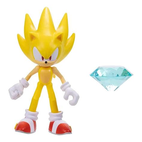 Buy Sonic the Hedgehog 4” Super Sonic with Chaos Emerald Action Figure ...