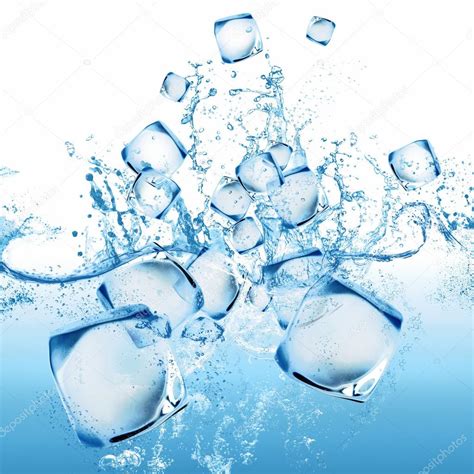 Ice cube and water splash — Stock Photo © alphaspirit #29213253