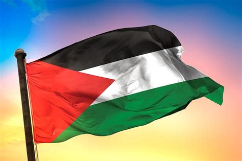 Premium Photo | Palestine country flag, 3d flag, and color background.