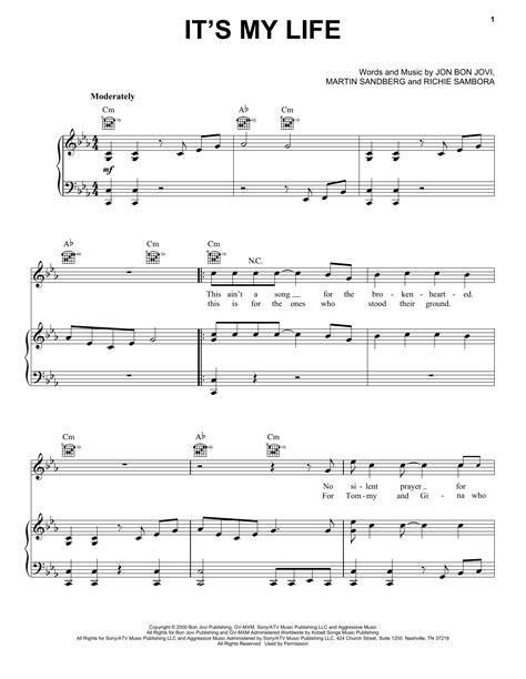 Bon Jovi "It's My Life" Sheet Music Notes | Download Printable PDF ...