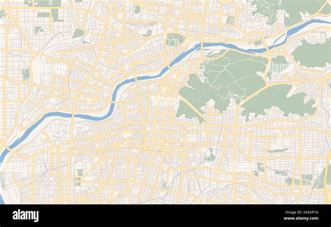 Printable street map of Gifu, Prefecture Gifu, Japan. Map template for ...