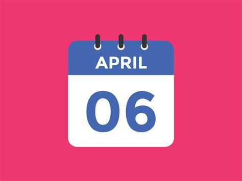 april 6 calendar reminder. 6th april daily calendar icon template ...