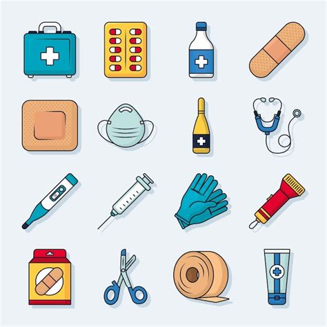 Premium Vector | First aid kit icon set