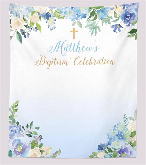 Blue Baptism Backdrop Baptism Decoration Ideas For Baby Boy – Blushing ...