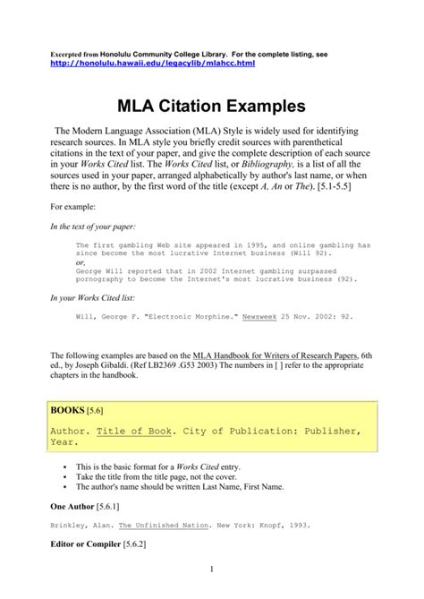 mla citations in text examples