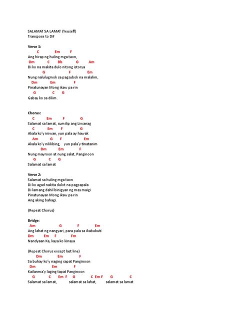 Salamat Sa Lamat Chord Sheet | PDF