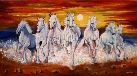 7 Running Horses Painting at PaintingValley.com | Explore collection of ...