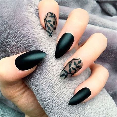 25 Leaf Nail Art Designs To Try This Fall | Matte black nails, Matte ...