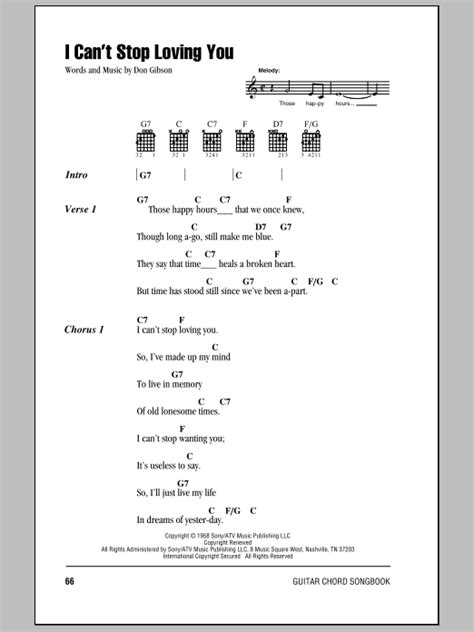 I Can't Stop Loving You by Don Gibson - Guitar Chords/Lyrics - Guitar ...