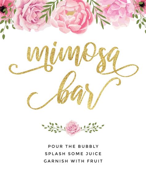 Beautiful Mimosa Bar Sign And Free Printables To Impress - Tulamama