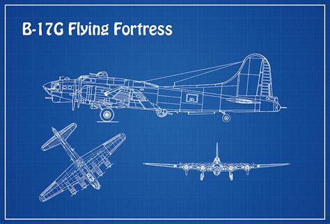 B-17 Flying Fortress - Airplane Blueprint. Drawing Plans for the WWII ...