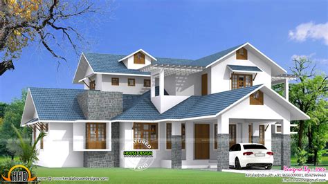 Kerala home design and floor plans: Beautiful blue roof house plan