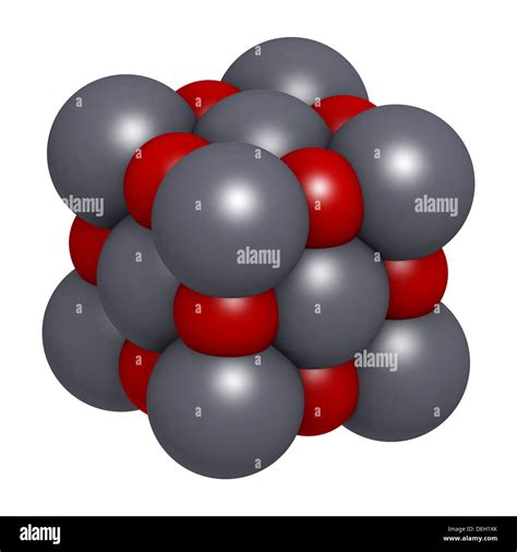 Lime (quicklime, calcium oxide, CaO) crystal structure. Atoms are ...