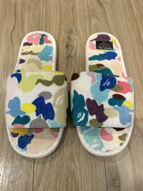 Bape VERY RARE OG A BATHING APE MULTI CAMO TERRY CLOTH SLIPPERS | Grailed