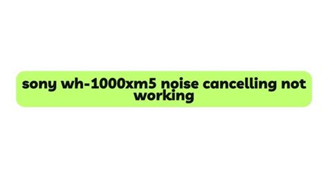 sony wh-1000xm5 noise cancelling not working - All For Turntables