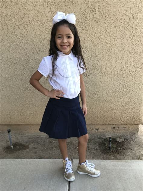 Back to school 2017 School uniform -white polo -blue skort | School ...