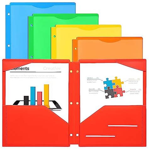 EOOUT 5 Pack Pocket Folders with Clear Front Pocket for 3 Ring Binder ...