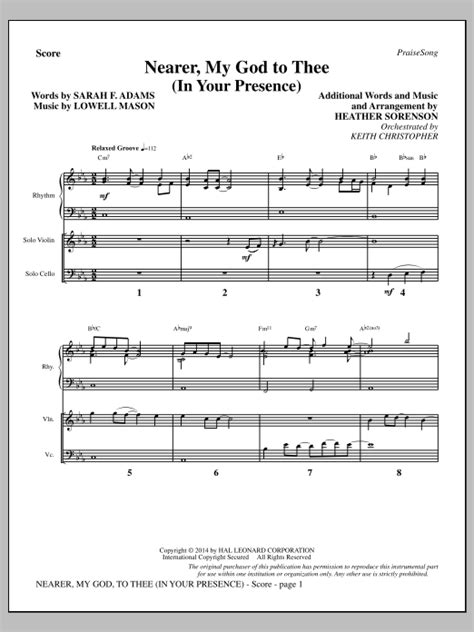 Nearer, My God, to Thee - Full Score Sheet Music | Heather Sorenson ...