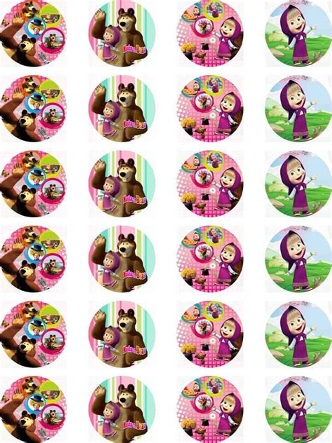 Masha And The Bear Picnic Edible Cupcake Topper Images ABPID05414 ...