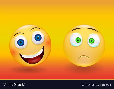 A happy face emoticons and little sad face Vector Image