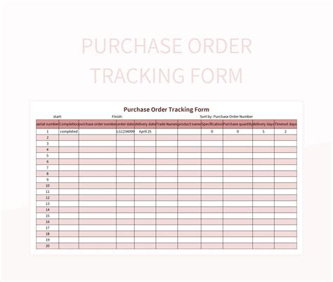 Purchase Order Tracking Form Excel Template And Google Sheets File For ...