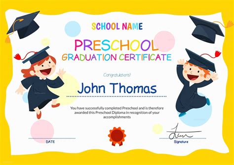 Free Graduation Certificate Template Of 11 Preschool Certificate ...