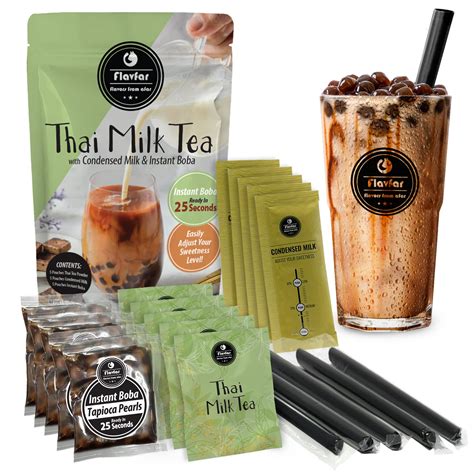 Buy Flavfar Thai Milk Tea with Instant Tapioca Pearls - Authentic Thai ...