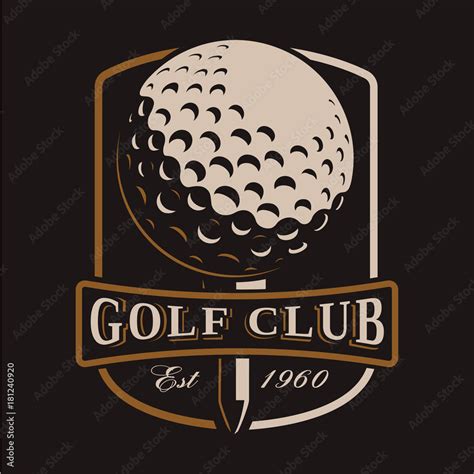 Golf ball vector logo on dark background Stock Vector | Adobe Stock