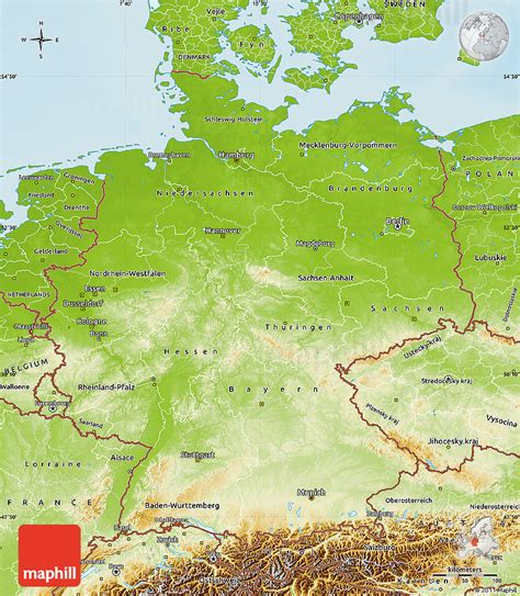 Physical Map of Germany