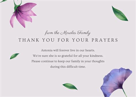 Funeral Acknowledgement Card Template Sympathy Thank You Note Etsy ...