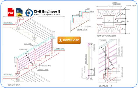 Concrete Stair Detail Drawing In AutoCAD | DWG & PDF