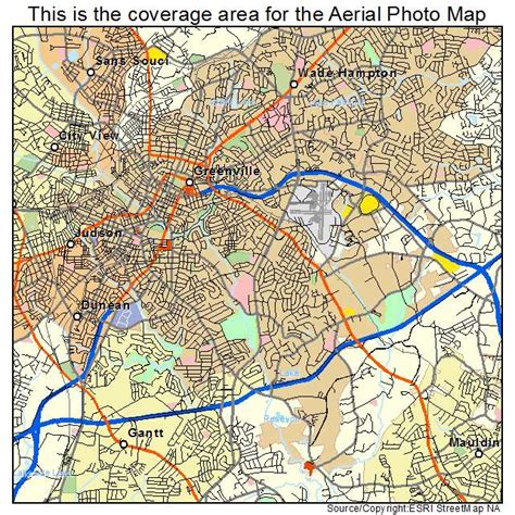 Aerial Photography Map of Greenville, SC South Carolina