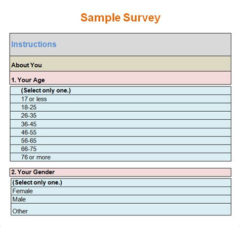 FREE 6+ Blank Survey Samples in PDF | MS Word