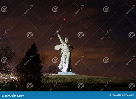 Night View on Statue of Motherland Calls Stock Image - Image of ...