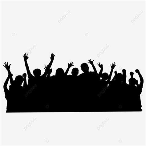 Cheerful Crowd Silhouette Transparent Background, Cheering Crowd ...