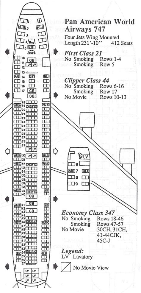 Vintage Airline Seat Map: Pan Am Boeing 747 v.2 - Frequently Flying