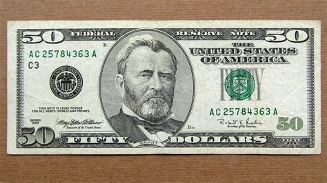 50 US Dollars Banknote (Fifty Dollars USA: 1996) Obverse & Reverse ...