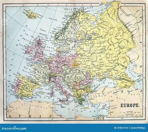 Antique Map Of Europe Stock Photo - Image: 37051510