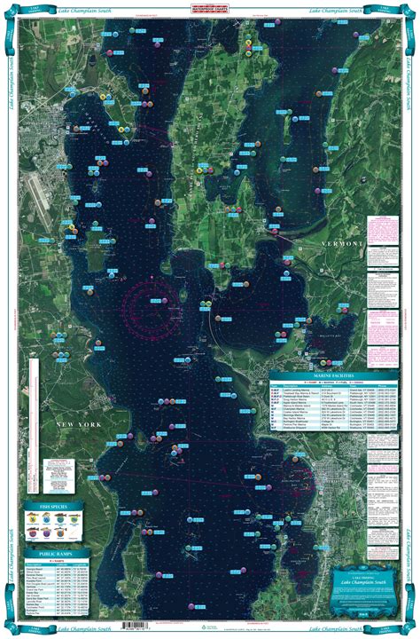 Lake Champlain South Lake Fishing Chart /maps 11F