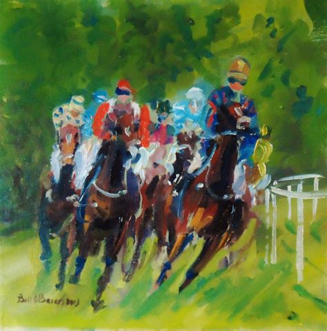 Horse Racing, on the bend. Painting by Bill O'Brien | Artmajeur