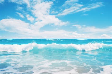 Premium Photo | Waves in the ocean on blue sky