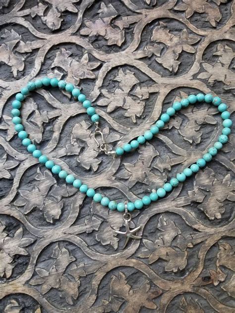 Sterling silver choker necklace/turquoise choker | Etsy