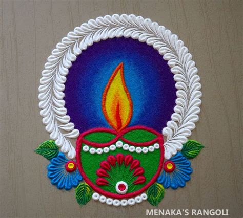 Easy Diya Rangoli Design For Diwali | Diya Rangoli For Deepavali ...