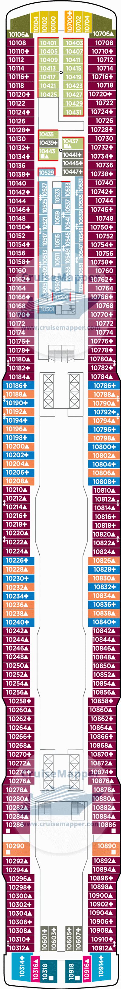 Norwegian Bliss deck 10 plan | CruiseMapper