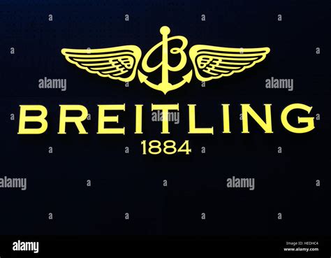 Closeup of the Breitling logo at the exterior of their store in ...