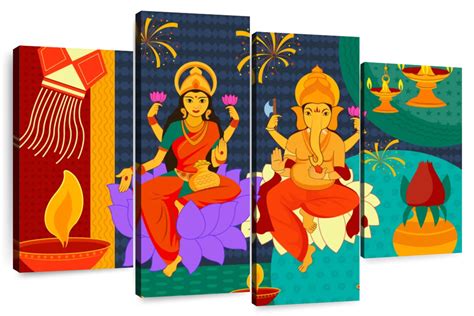 Hindu Gods Lakshmi And Ganesh Wall Art | Digital Art